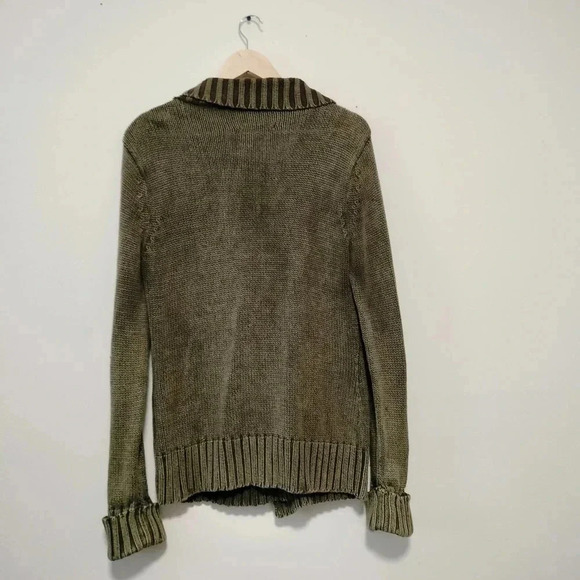 525 America Size Large Cotton Double Breast Snap Button Brown Washed Cardigan - Picture 8 of 9